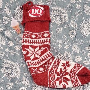Red and White DQ Knit Stocking